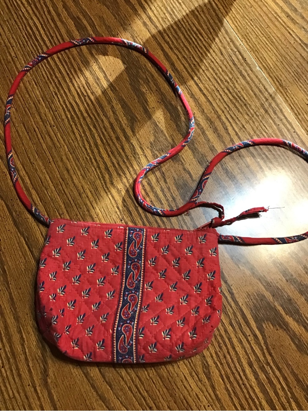 Red Quilted Paisley-Trim Crossbody Bag
